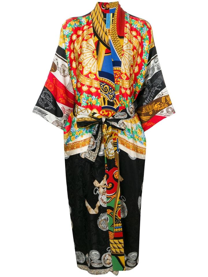 Rianna + Nina Mixed Print Wrap Dress - Black