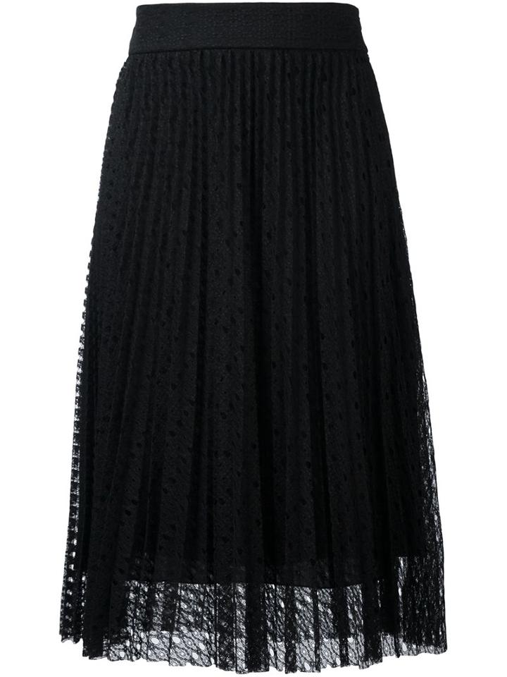 Philosophy Di Lorenzo Serafini Pleated Lace Skirt, Women's, Size: 44, Black, Polyamide/other Fibers/polyester