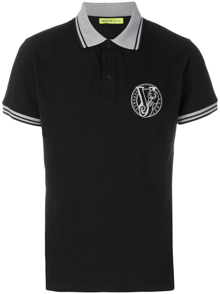 Versace Jeans - Embroidered Logo Polo Shirt - Men - Cotton - 46, Black, Cotton