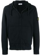 Stone Island Patch Detail Jersey Hoodie - Blue