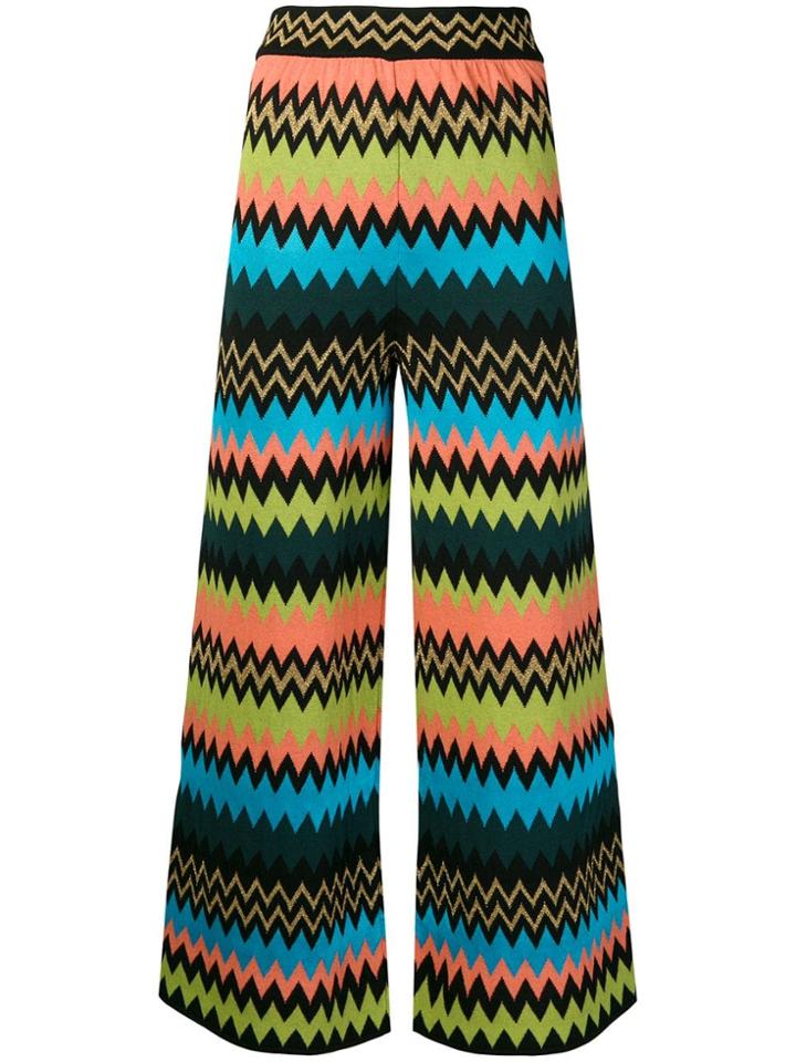 M Missoni Zigzag Knit Wide Leg Trousers - Green