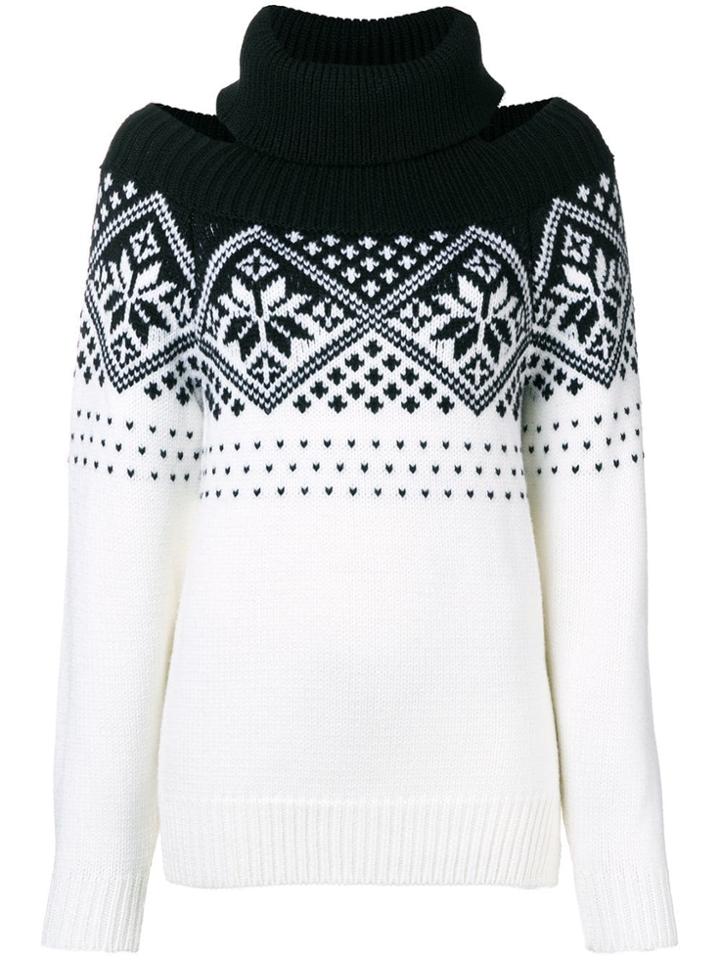 Monse Cold Shoulder Snowflake Sweater - Black