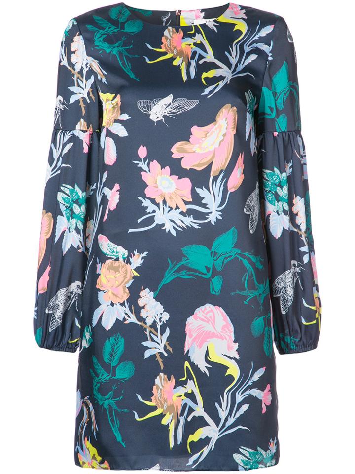 Tibi Gothic Floral Shift Dress - Blue