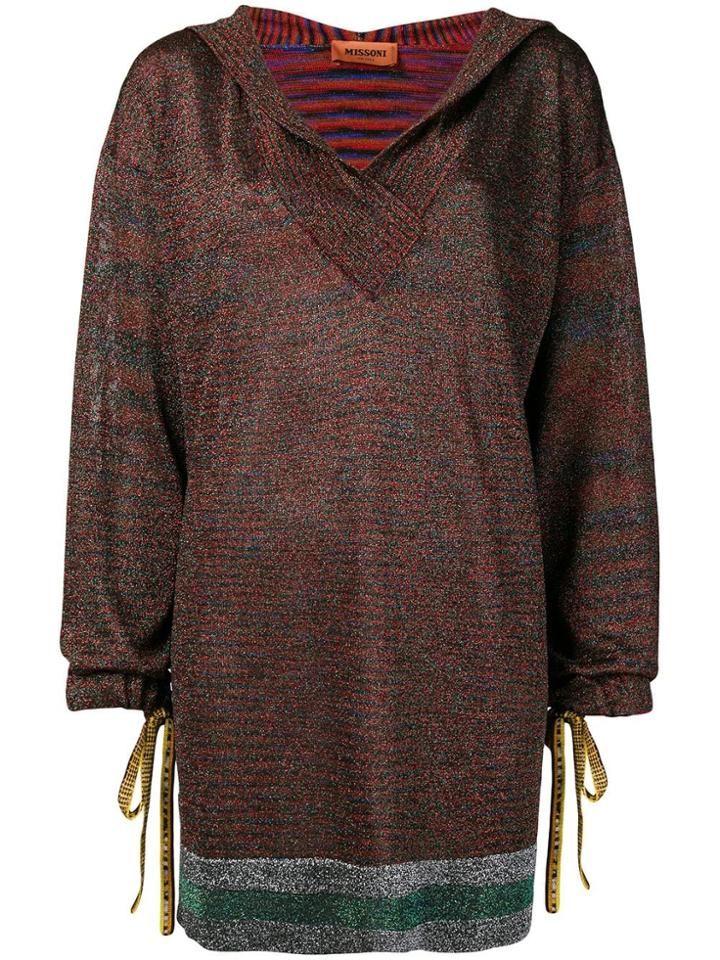 Missoni Deep V-neck Hooded Sweater - Red