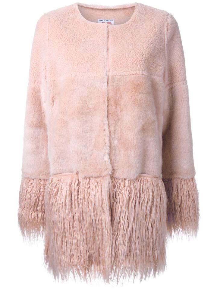 Shrimps - 'porgie' Shearling Coat - Women - Wool - 8, Pink/purple, Wool
