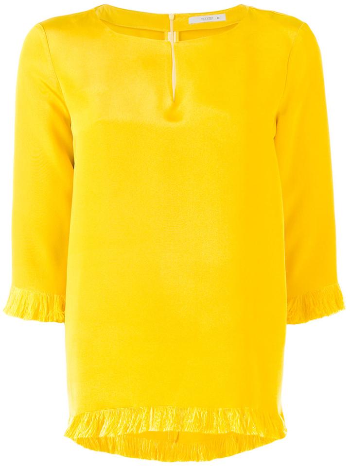 Etro - Tassel Trim Top - Women - Silk - 46, Women's, Yellow/orange, Silk
