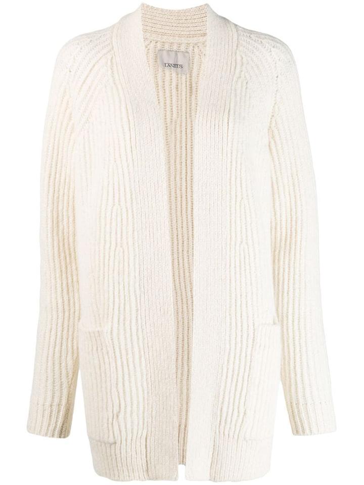 Laneus Ribbed Knit Cardi-coat - White