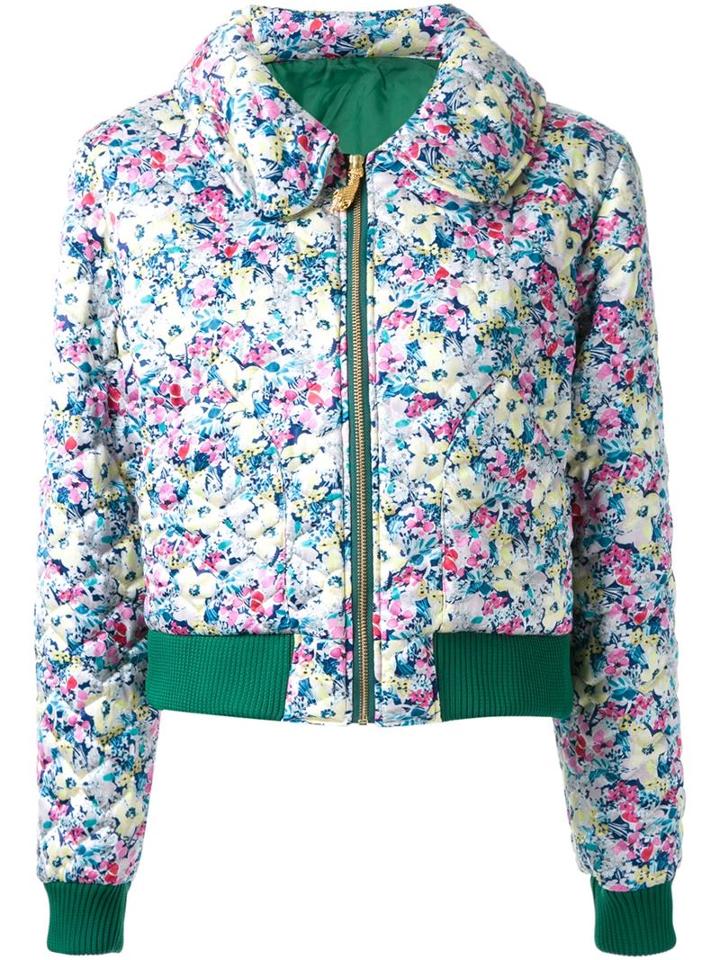 Dresscamp Floral Print Quilted Jacket, Women's, Size: 38, Yellow/orange, Polyester