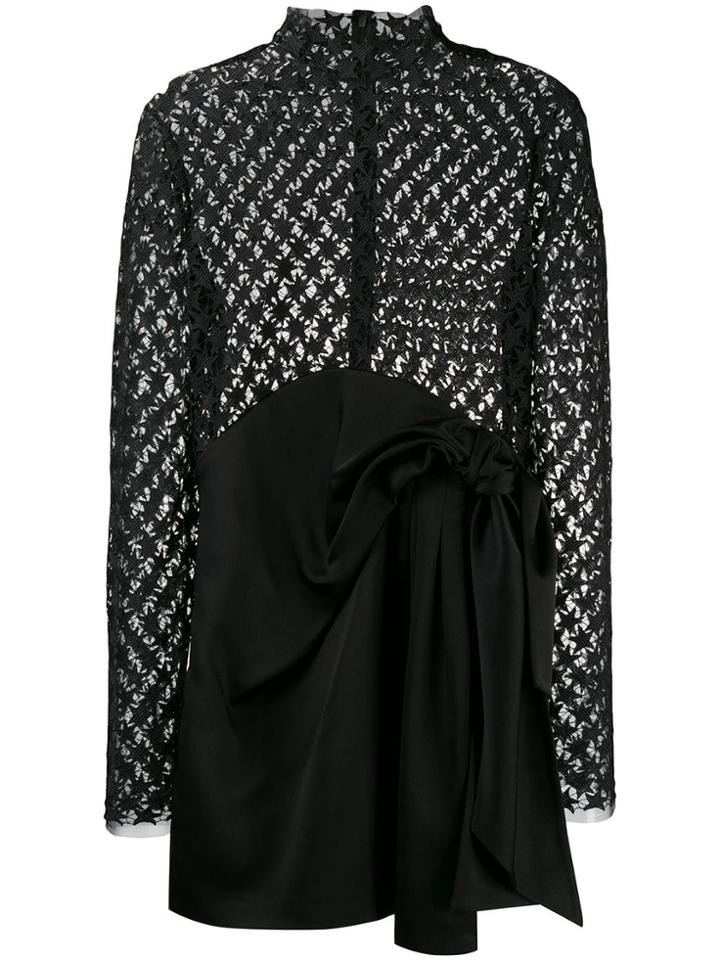 Saint Laurent Star Embroidered Sheer Mini Dress - Black