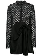 Saint Laurent Star Embroidered Sheer Mini Dress - Black