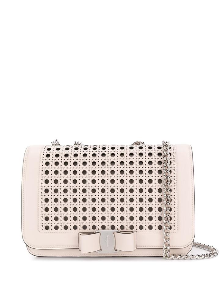 Salvatore Ferragamo Bow Detailed Shoulder Bag - Neutrals