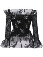 Christian Siriano - Smoked Off-the-shoulder Top - Women - Silk/polyester/viscose - 4, Black, Silk/polyester/viscose