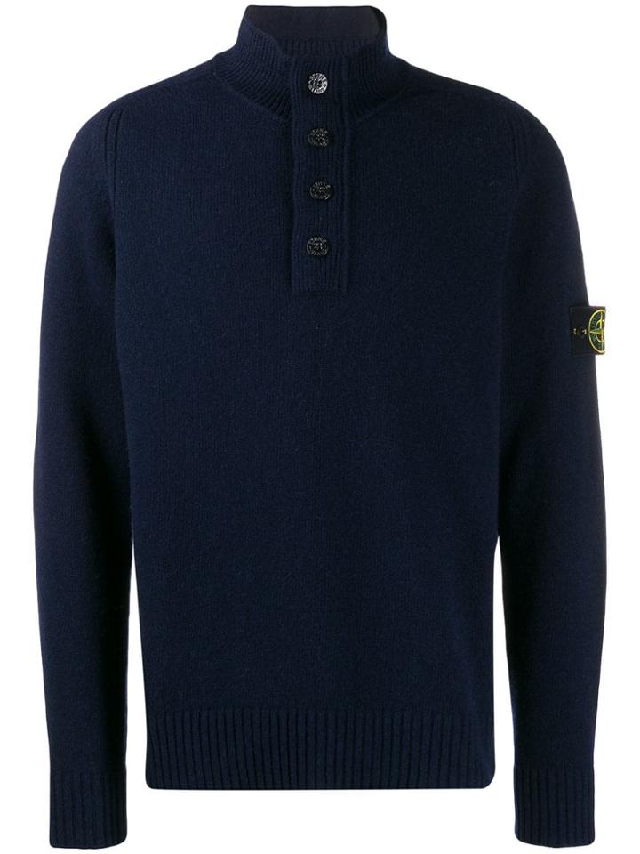 Stone Island Logo Pull-over Sweatshirt - Blue