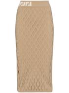 Fendi Fishnet Knit Pencil Skirt - Brown