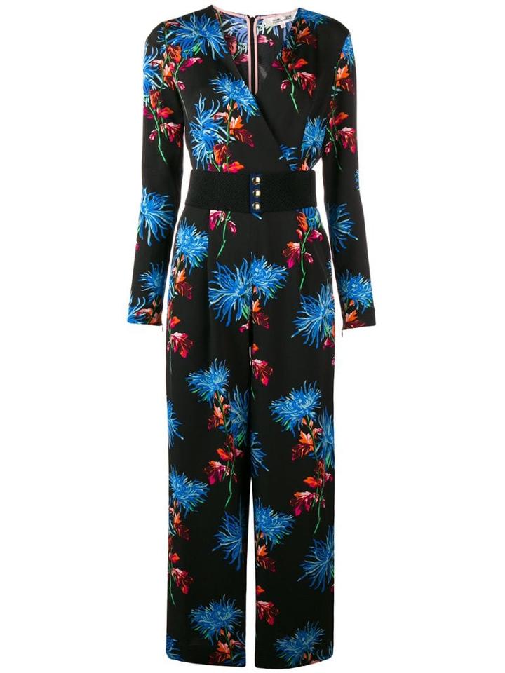 Diane Von Furstenberg Floral Print Jumpsuit - Black