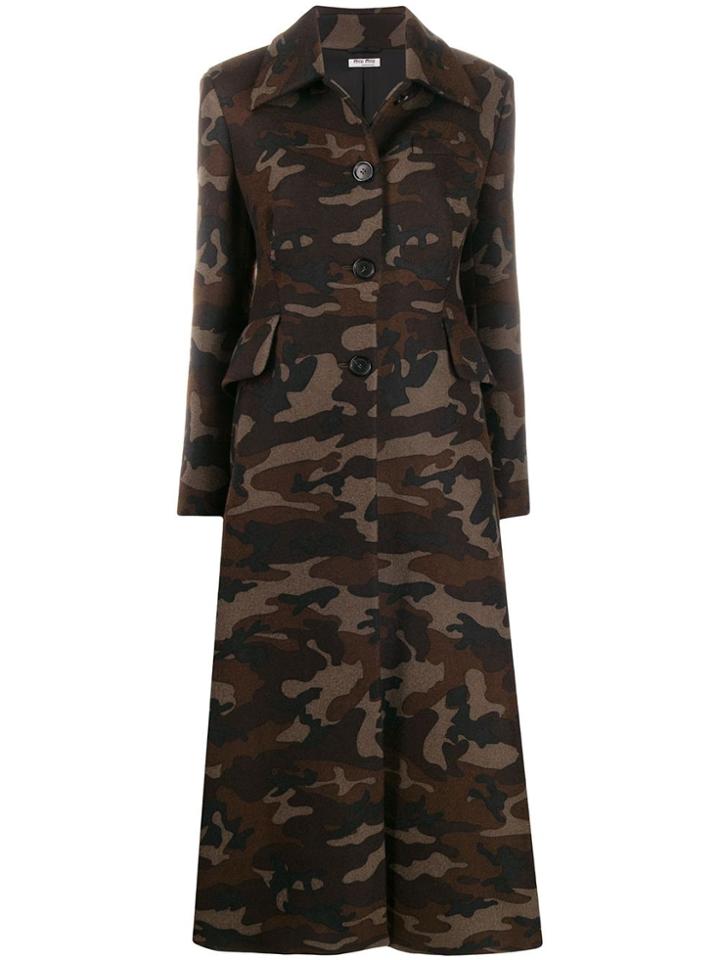 Miu Miu Camouflage Button-front Coat - Green