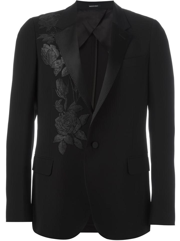 Alexander Mcqueen Rose Embroidered Blazer