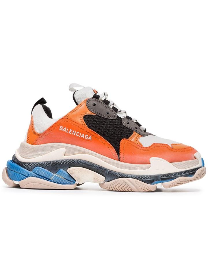 Balenciaga Orange And Multicoloured Triple S Sneakers - Yellow