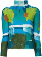 Issey Miyake Vintage Abstract Print Pleated Blouse - Multicolour