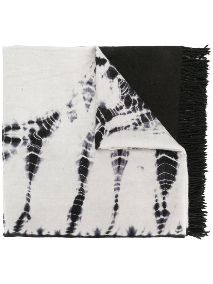 Suzusan Fringed Tie Dye Scarf - Black