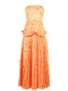 Rosie Assoulin Patterned Pleated Detail Dress - Yellow & Orange