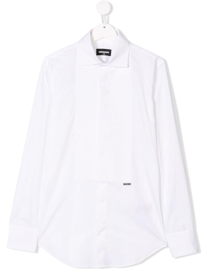 Dsquared2 Kids Teen Logo Plaque Tuxedo Shirt - White