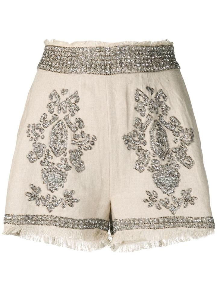 Twin-set Crystal Embellished Shorts - Neutrals