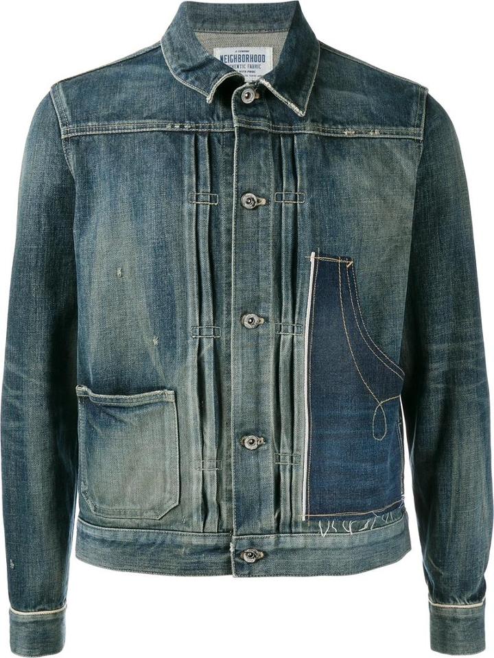 Neighborhood Button Front Denim Jacket, Men's, Size: Large, Blue, Cotton