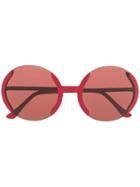Marni Eyewear Half-frame Round Sunglasses - Red