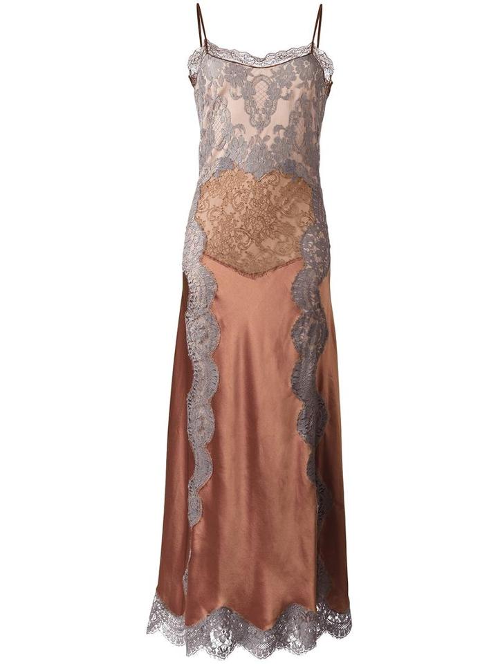 Alberta Ferretti Lace Overlay Slip Dress, Women's, Size: 42, Pink/purple, Silk/cotton/polyamide/other Fibers