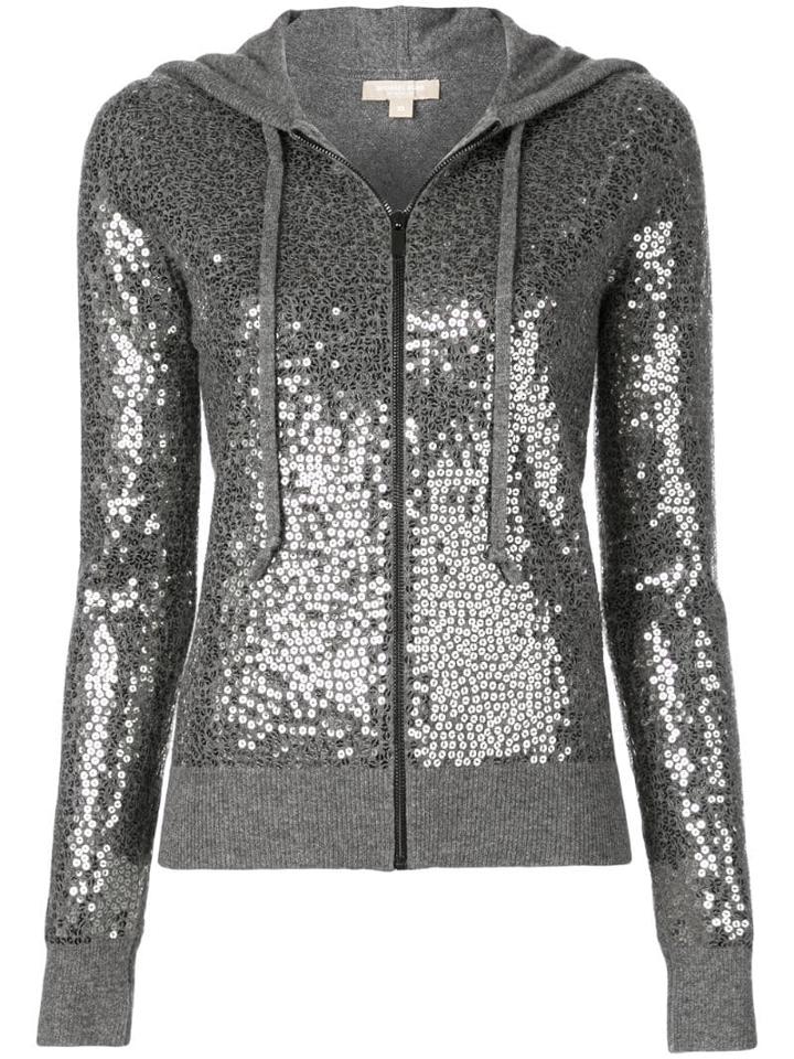 Michael Kors Sequin Embellished Zipped Hoodie - Grey