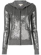 Michael Kors Sequin Embellished Zipped Hoodie - Grey