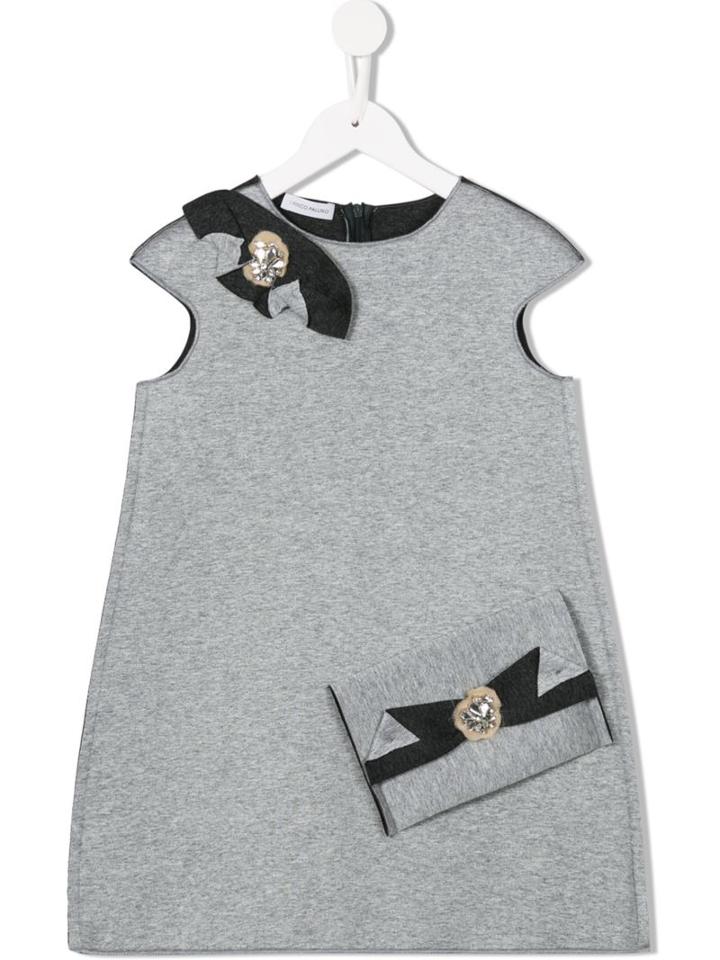 I Pinco Pallino Appliqued Dress, Girl's, Size: 6 Yrs, Grey