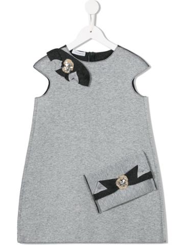 I Pinco Pallino Appliqued Dress, Girl's, Size: 6 Yrs, Grey