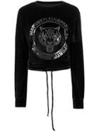 Plein Sport Motif Velour Sweatshirt - Black