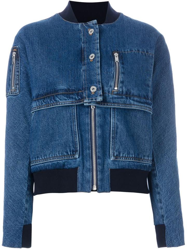 Courrèges Denim Bomber Jacket, Women's, Size: 36, Blue, Cotton