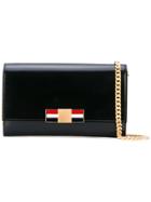 Thom Browne Clutch With Red, White And Blue Enamel Metal Clasp & Chain