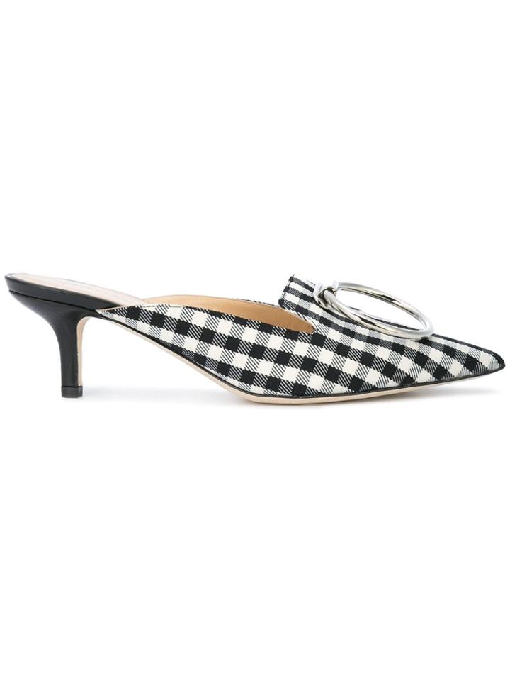 Monse Checked Pointed Mules - Black