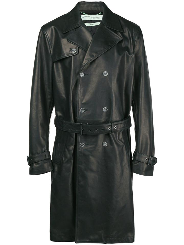 Off-white Blurred Logo Trench Coat - Black