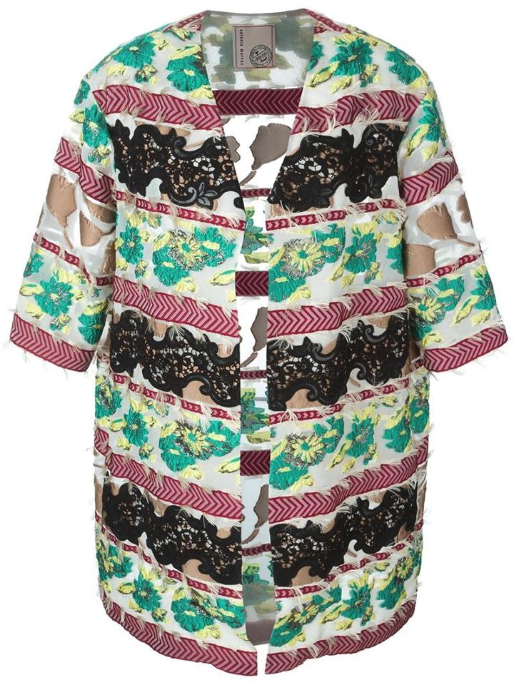 Antonio Marras Embroidered Lace Panel Detail Oversized Coat