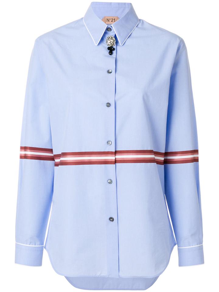 No21 Designer Striped Shirt - Blue