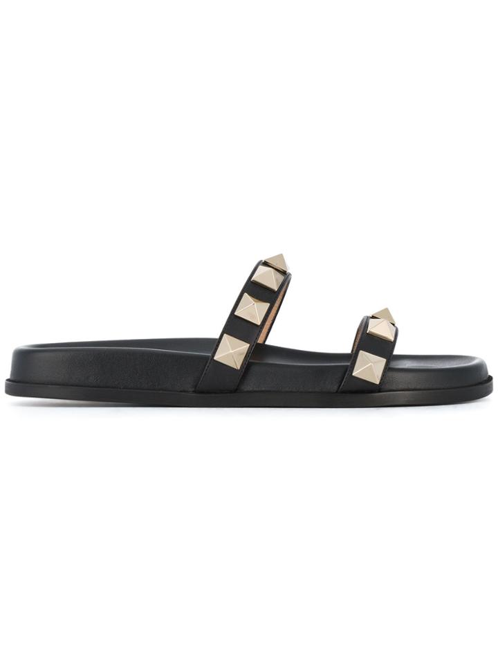 Valentino Valentino Garavani Macro Stud Slides - Black