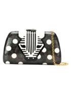 Serpui Mother Of Pearl 'zebra' Clutch - Black