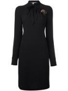 Rochas Embellished Tie Neck Dress, Women's, Size: 38, Black, Silk/polyester/spandex/elastane
