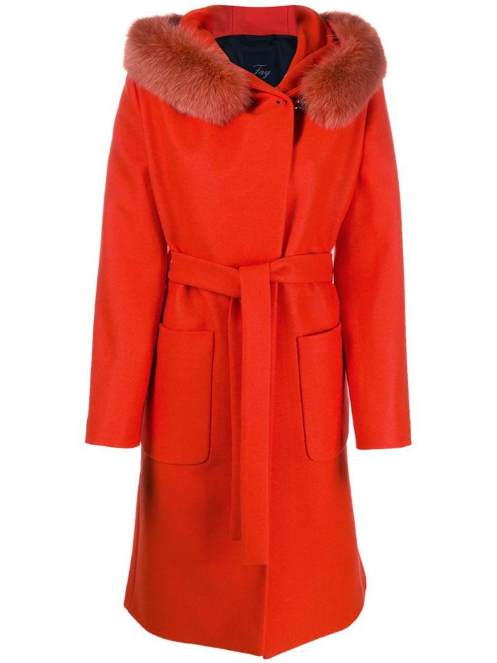 Fay Hooded Lobster-fastening Coat - Red