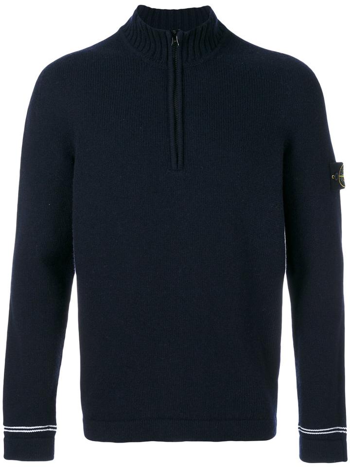 Stone Island - Zip Up Roll Neck Jumper - Men - Wool/polyimide - S, Blue, Wool/polyimide