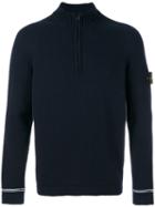Stone Island - Zip Up Roll Neck Jumper - Men - Wool/polyimide - S, Blue, Wool/polyimide