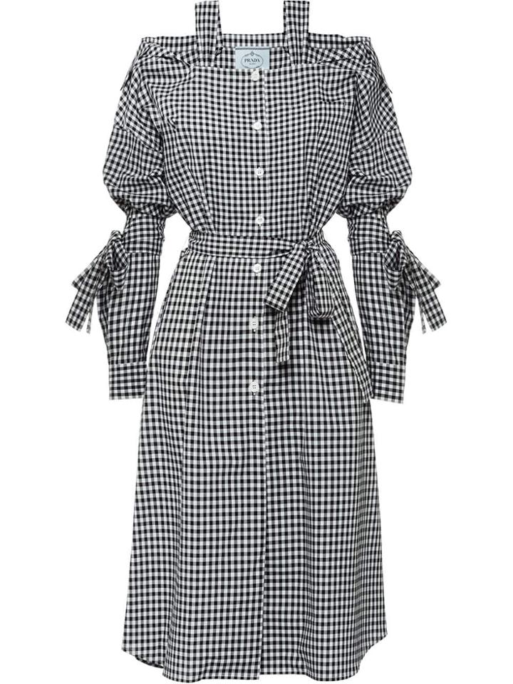 Prada Vichy Check Chemisier Dress With Straps - Black