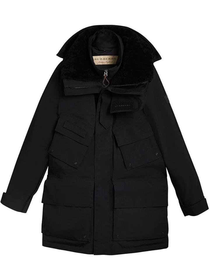 Burberry Detachable Shearling Collar Modular Jacket With Warmer -