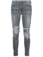 Amiri Biker Panelled Distressed Jeans - Grey